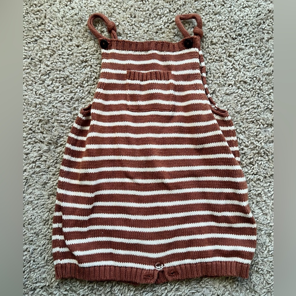 Rust Striped Fin and Vince Knit Overalls